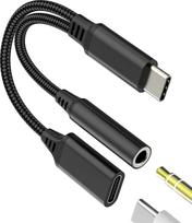 USB C auf 3,5 mm Klinkenadapter (2-in-1) Kopfhörer AUX Typ C Audio Ladegerät Splitter Kabel für Apple iPhone 17 16 15 Pro Max kompatibel mit Samsung S25 Kopfhörer-Adapter Dongle Auto Schnellladung