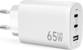 USB C įkroviklis 65 W, 3 prievadai, daugkartinis kištukas, PD greitasis įkroviklis su USB A ir USB C maitinimo šaltiniais, USB įkroviklio adapteris, skirtas "Apple iPhone 17 16 15 14 13 12 11 X 8 7 6 Pro Max", "iPad", "Samsung", mobiliesiems telefonams (b