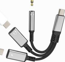 USB-C-Kopfhörer-Adapter, 3,5 mm-Klinkenstecker, AUX-Audiokabel, Splitter, Konverter-Anschluss, DAC-Dual-Port-Stecker, Dongle-Kabel, kabelgebundene Kopfhörer für iPhone 17, 16, 15 Pro Max, kompatibel