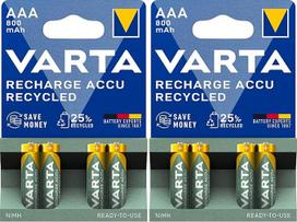 VARTA AAA įkraunamos baterijos, 4 vnt., "Recharge Accu Recycled", baterija, 800 mAh NI-MH, pagaminta iš 21 % perdirbtų medžiagų, iš anksto įkrauta, paruošta naudoti (2 vnt.)