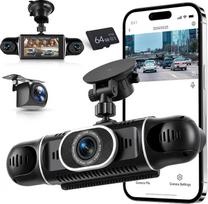 VECHTEL 1080P 2K Dashcam Auto Vorne Hinten mit WiFi,4*Dash Cam Auto Kamera mit 3Zoll IPS Bildschirm,24H Parküberwachung,Nachtsicht,G Sensor,360-Grad-Schutz,mit 64GB