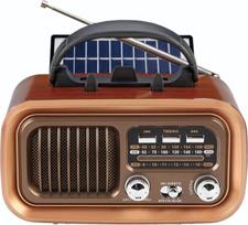 VBESTLIFE Retro "Bluetooth" garsiakalbis, senovinis FM AM SW radijo imtuvas su senoviniu klasikiniu stiliumi, palaiko saulės baterijos įkrovimą, didelį garsumą, TF kortelę ir MP3 grotuvą (auksinis)