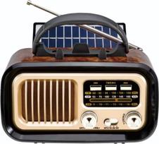 VBESTLIFE Retro "Bluetooth" garsiakalbis, senovinis FM AM SW radijo imtuvas su senoviniu klasikiniu stiliumi, palaiko saulės baterijos įkrovimą, didelį garsumą, TF kortelę ir MP3 grotuvą (juodas)