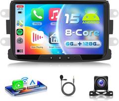 VECHTEL 8 branduolių 6G + 128G automobilinis radijas "Android 15", skirtas "Renault Dacia Duster Logan Sandero Dokker Lodgy", 8 colių HD IPS jutiklinio ekrano radijas su belaidžiu "Carplay" "Android" automobiliniu GPS "Wi-Fi" "Bluetooth" USB FM RDS
