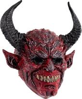 Velnio ragas Hooded kaukė vaiduoklis Cosplay kaukė Velnio kaukė ragas Baisu Halloween kaukė Siaubo Cosplay kaukė Baisu Demonas kaukė Horned Velnias kaukė Gyvūnų kaukė RP Red