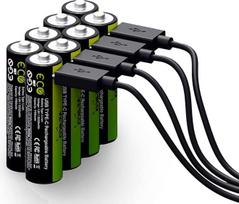 VERICO LoopEnergy AA 2550 įkraunama USB-C baterija AA 1,5 V 2550 mWh (1700 mAh) ličio jonų baterija, greitai įkraunama per USB-C jungtį per maždaug 2 valandas, 8 AA baterijų pakuotė, 1 kabelis USB - A - 4 x USB-C
