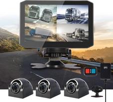 VSYSTO 4 kanalų sunkvežimių prietaisų kameros 1080P priekinė galinio vaizdo kamera 7,0 colių ekranas su GPS infraraudonųjų spindulių naktinis matymas 360°Transporto priemonės galinio vaizdo kamera DVR Dash Cam sunkvežimiams, dideliems furgonams, nameliams