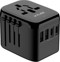 VYLEE kelioninis adapteris visame pasaulyje, universalus kelioninis kištukas su 2 x USB-A ir 2 x USB-C, tarptautinis kištukinis lizdas, "5-in-1" kelioninis adapteris, universalus adapteris JAV, Anglijoje, Japonijoje, Tailande, Italijoje