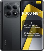 XIAOMI Poco M8 5G išmanusis telefonas, 8GB RAM + 512GB atminties, 6,77 colių 120 Hz "Flow AMOLED", "Snapdragon 6 Gen 3", 50 MP dviguba kamera su dirbtiniu intelektu, 7,35 mm 3D išlenktas dizainas, juodas