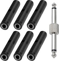 Xiatiaosann 1/4" TRS/TS stereofoninė jungtis, 6,35 mm moteriškos ir moteriškos garso jungties adapterio keitiklis, TRS stereofoninė ir monofoninė lizdo jungtis, su 6,35 vyriškos ir vyriškos lyties jungtimis (7 vnt.)