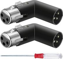 XLR 3 kontaktų vyriškos lyties kampo adapteris Dvigubas vyriškos ir moteriškos lyties 90 laipsnių reguliuojamas maišymo pulto mikrofono garso įrangai 4 skirtingi kampai Dešinysis kairysis lizdas Metalinis 2 pakuotės