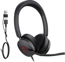 Yealink UH48 ANC laidinės USB ausinės su 4 triukšmą slopinančiais mikrofonais Hibridinės ANC kompiuterio ausinės su greitu prijungimu Suderinamos su komandomis Sertifikuotos biuro susitikimams Skambučių centre (USB-C/USB-A)