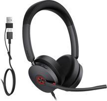 Yealink UH48 ANC laidinės USB ausinės su 4 triukšmą slopinančiais mikrofonais Hibridinės ANC kompiuterio ausinės su greitu prijungimu, suderinamos su įvairiomis platformomis, skirtos biuro susitikimams, skambučių centrui (USB-C/USB-A)