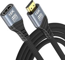 YIWENTEC 16K 10K 8K HDMI 2.2 prailginimo kabelis, HDMI vyriškos ir moteriškos lyties kabelis, 16K @ 60Hz 10K 120Hz 4K 240Hz, itin didelės spartos 96Gbps, suderinamas su TV Blu-Ray nešiojamuoju kompiuteriu PS5 Xbox (0,5 m)
