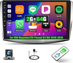 [2+64G] Android 13 automobilinis radijas VW Magotan/CC/Passat B7/B6 2010-2015 su Carplay Android Car, 10 colių jutiklinio ekrano radijas su Bluetooth GPS WiFi FM/RDS Mirror Link + AHD galinio vaizdo kamera ir mikrofonas