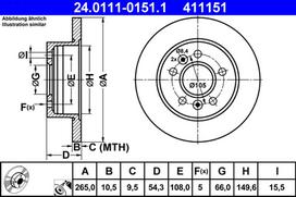 ATE Stabdžių diskas Brake rotor 24.0111-0151.1