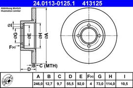 ATE Stabdžių diskas Brake rotor 24.0113-0125.1