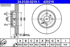 ATE Stabdžių diskas Brake rotor 24.0120-0219.1