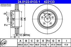 ATE Stabdžių diskas Brake rotor 24.0122-0133.1