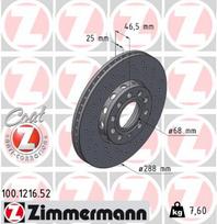 ZIMMERMANN Stabdžių diskas SPORT BRAKE DISC Z 100.1216.52