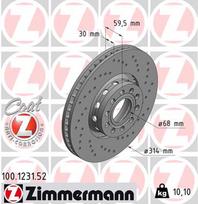 ZIMMERMANN Stabdžių diskas SPORT BRAKE DISC Z 100.1231.52
