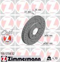 ZIMMERMANN Stabdžių diskas SPORT BRAKE DISC Z 150.1258.52