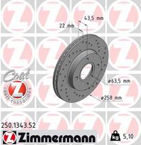 ZIMMERMANN Stabdžių diskas SPORT BRAKE DISC Z 250.1343.52