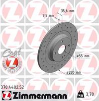 ZIMMERMANN Stabdžių diskas SPORT BRAKE DISC Z 370.4402.52