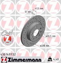 ZIMMERMANN Stabdžių diskas SPORT BRAKE DISC Z 430.1497.52