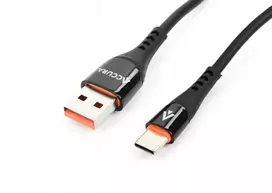 „Accura“ USB-A - USB-C 2,0 m guminis laidas 5V/2A juodas