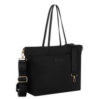 Didelė juoda moteriška „Peterson“ nailoninė shopper rankinė A4 formatui, su magnetiniu užsegimu P24