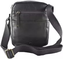 Vyriška odinė piniginė per petį EL FORREST MB18-61, juoda, su reguliuojamu dirželiu ir auksinėmis detalėmis