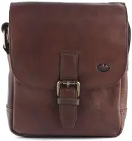 Vyriška odinė crossbody piniginė EL FORREST MB11-22, ruda, su auksinės spalvos detalėmis