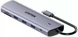 Unitek Hub USB-C 11w1 su obsługą dwóch monitorów | 4K@30Hz | RJ45 | PD 100 W | SD/Micro SD