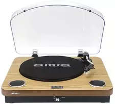 Aiwa LPS-25WD vinyylisoitin sisäänrakennetuilla kaiuttimilla, puinen