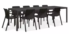 Lauko baldų komplektas TIBERINA/TEVERE 8+1, stalas 211-275 cm, Anthracite