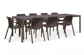 Lauko baldų komplektas TIBERINA/TEVERE 8+1, stalas 211-275 cm, Terra