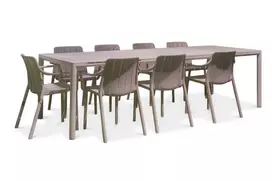 Lauko baldų komplektas TIBERINA/TEVERE 8+1, stalas 211-275 cm, Tortora