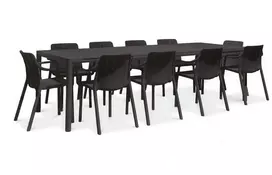Lauko baldų komplektas TIBERINA/TEVERE 10+1, stalas 211-275 cm, Anthracite