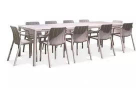 Lauko baldų komplektas TIBERINA/TEVERE 10+1, stalas 211-275 cm, Corda