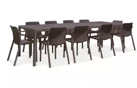 Lauko baldų komplektas TIBERINA/TEVERE 10+1, stalas 211-275 cm, Terra