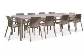 Lauko baldų komplektas TIBERINA/TEVERE 10+1, stalas 211-275 cm, Tortora