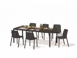 Lauko baldų komplektas TIBERINA BISTROT/TEVERE 6+1, stalas 147-211 cm, Anthracite