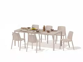 Lauko baldų komplektas TIBERINA BISTROT/TEVERE 6+1, stalas 147-211 cm, Corda