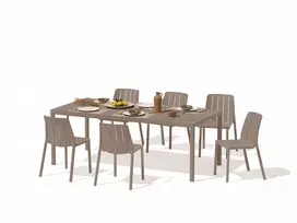 Lauko baldų komplektas TIBERINA BISTROT/TEVERE 6+1, stalas 147-211 cm, Tortora