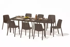 Lauko baldų komplektas TIBERINA BISTROT/TEVERE 8+1, stalas 147-211 cm, Terra