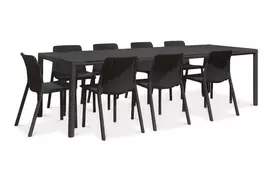 Lauko baldų komplektas TIBERINA BISTROT/TEVERE 8+1, stalas 211-275 cm, Anthracite