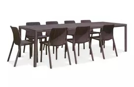Lauko baldų komplektas TIBERINA BISTROT/TEVERE 8+1, stalas 211-275 cm, Terra