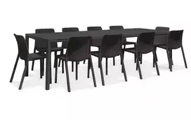 Lauko baldų komplektas TIBERINA BISTROT/TEVERE 10+1, stalas 211-275 cm, Anthracite