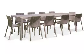 Lauko baldų komplektas TIBERINA BISTROT/TEVERE 10+1, stalas 211-275 cm, Tortora